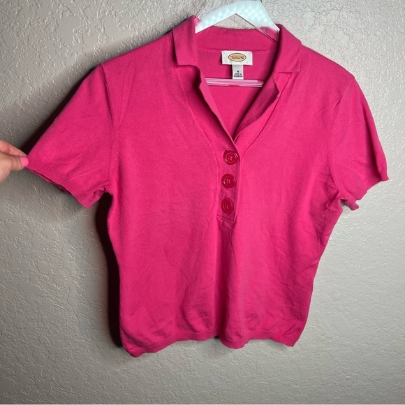 Talbots Pink Button Short Sleeve Top - Picture 7 of 7